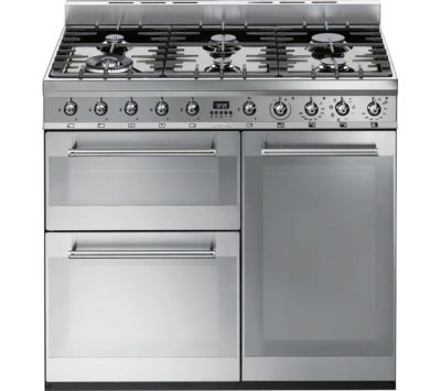 SMEG Symphony 90 cm Dual Fuel Range Cooker - Stainless Steel SMEG Symphony 90 cm Dual Fuel Range Cooker - Stainless Steel